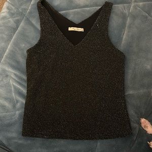 Final Touch stretchy sparkly black tank top